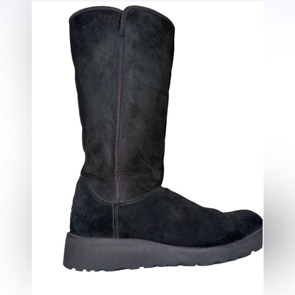 UGG classic tall black suede boots women’s  size 9 fur booties - Picture 3 of 11